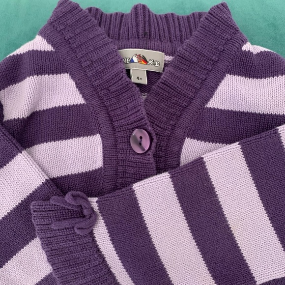 One Kid Purple Striped Cardigan. 4T - Picture 3 of 3